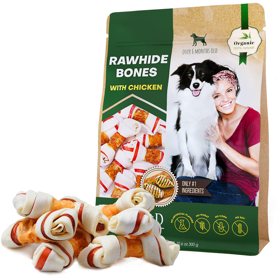 Dog Rawhide Sticks Wrapped with Chicken &amp; Pet Natural Chew Treats